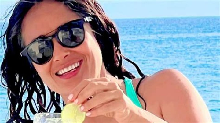 Salma Hayek Rocks Blue Swimsuit In Beach Birthday Photo – Hollywood Life